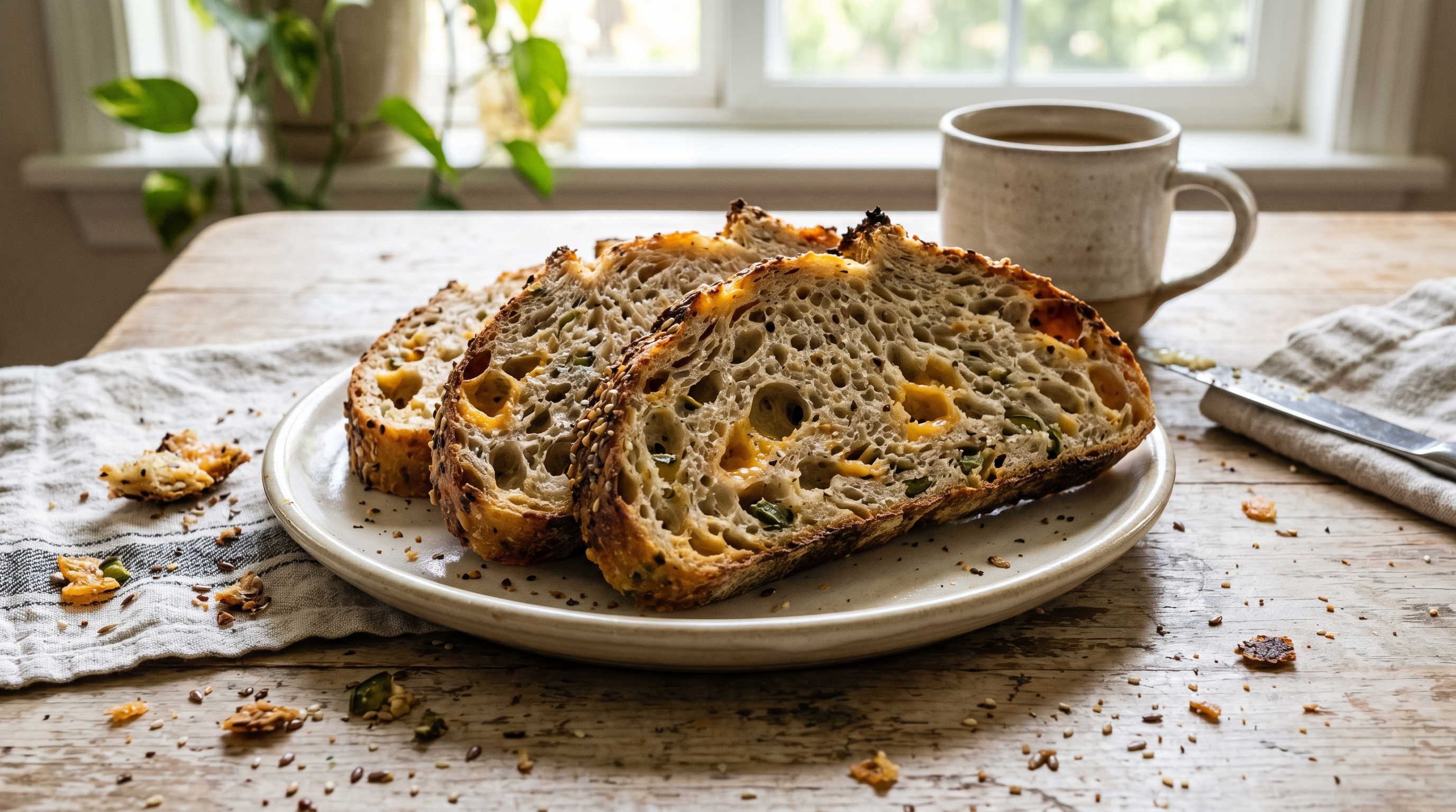 Fresh Baked Jalapeño Cheddar Sourdough Bread