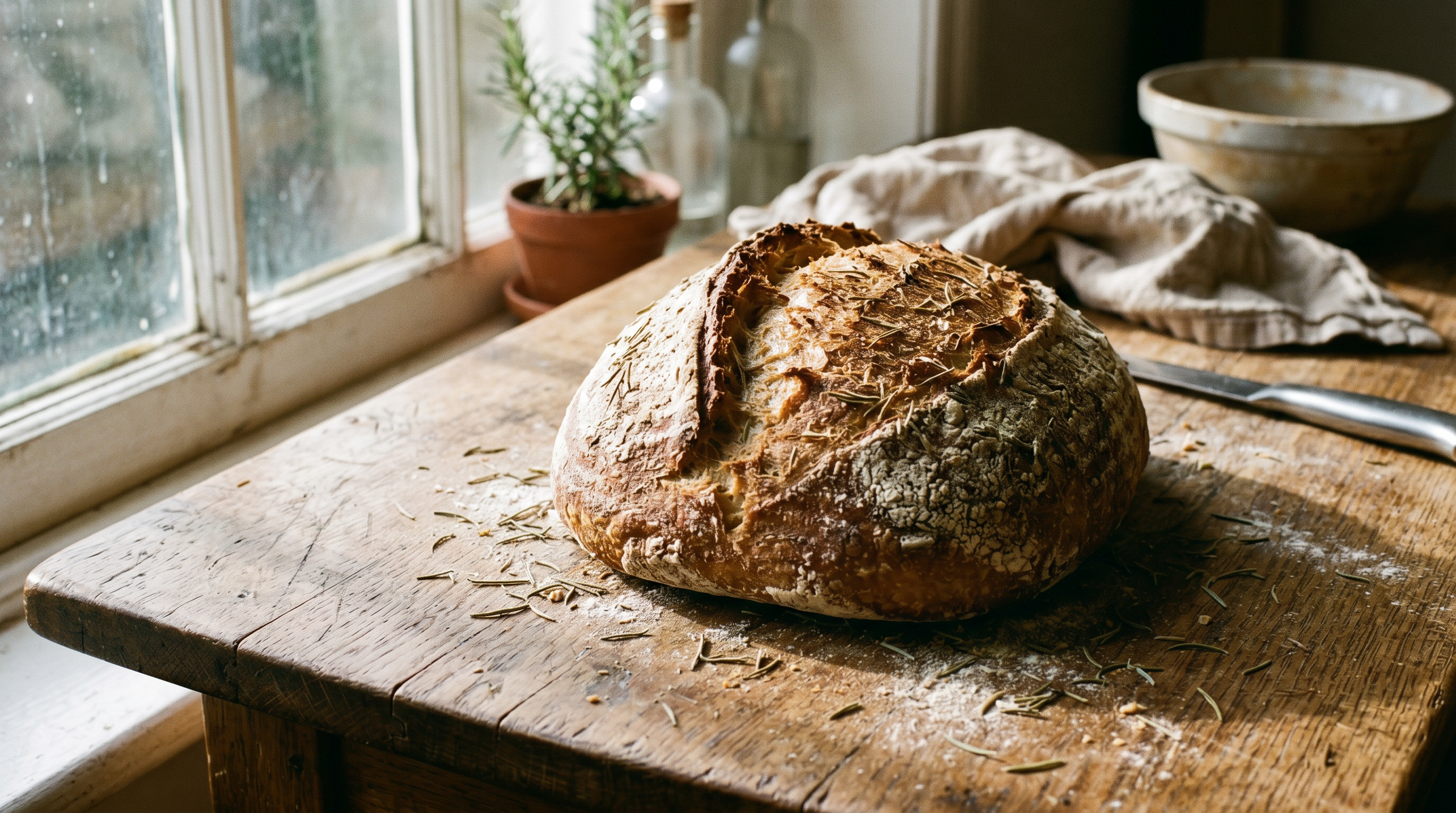 Fresh Baked Rosemary Sourdough Bread